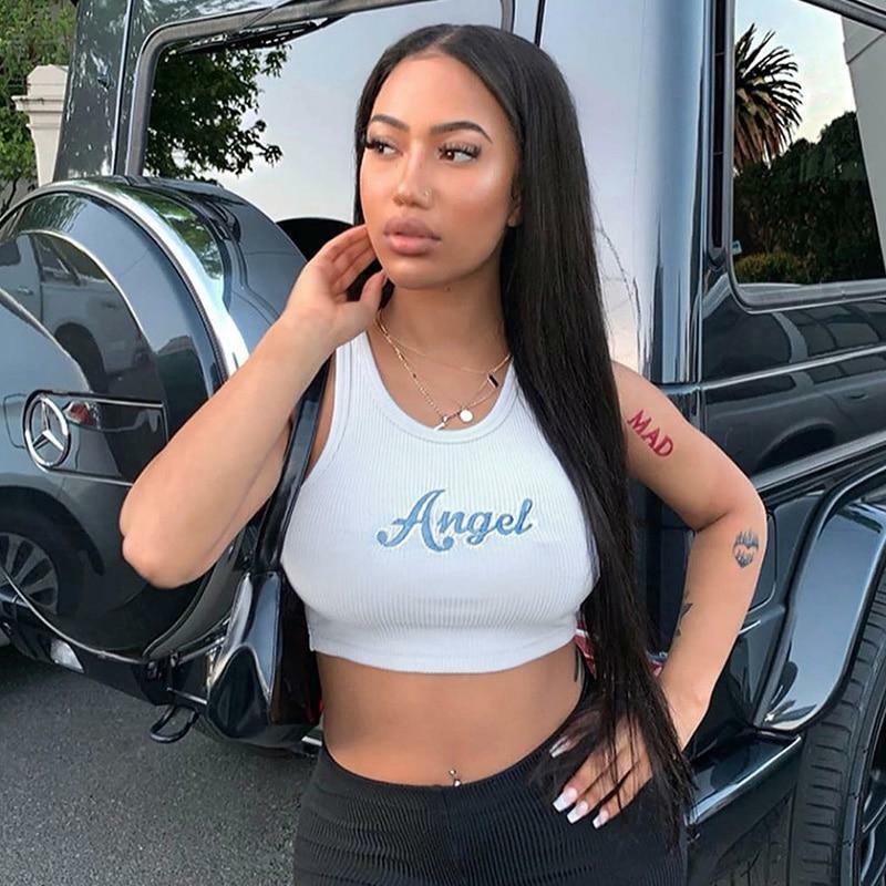Angel Crop Top - Y2K Summer Grunge, 90s Retro, Pastel Goth, Y2K Party & Club Outfits