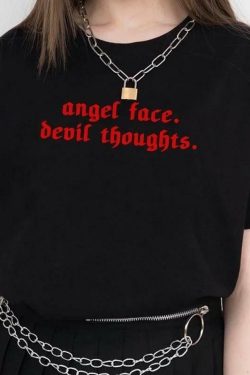 Angel Face T-Shirt - Y2K Summer Grunge, 90s Retro, Pastel Goth, Y2K Club & Party Outfits