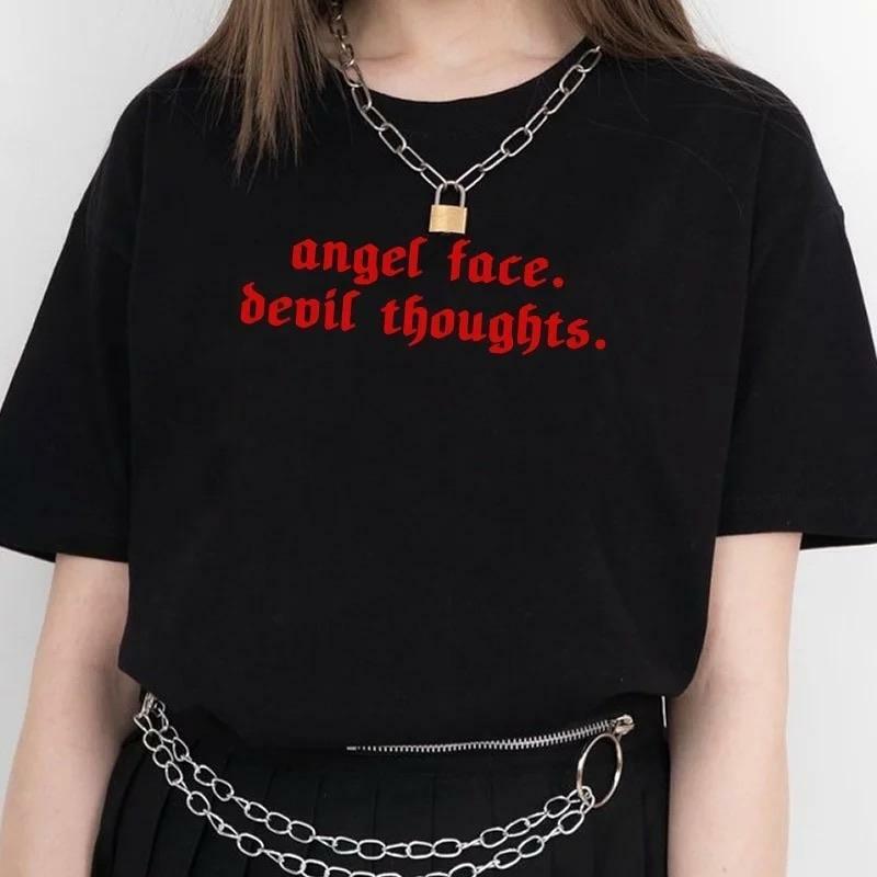 Angel Face T-Shirt - Y2K Summer Grunge, 90s Retro, Pastel Goth, Y2K Club & Party Outfits