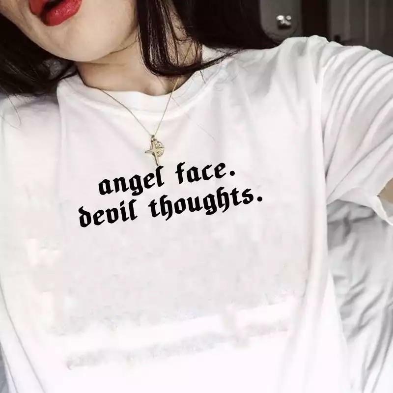 Angel Face T-Shirt - Y2K Summer Grunge, 90s Retro, Pastel Goth, Y2K Club & Party Outfits