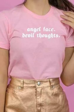 Angel Face T-Shirt - Y2K Summer Grunge, 90s Retro, Pastel Goth, Y2K Club & Party Outfits