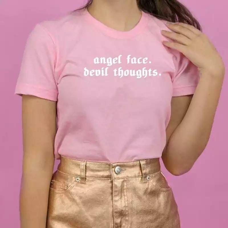 Angel Face T-Shirt - Y2K Summer Grunge, 90s Retro, Pastel Goth, Y2K Club & Party Outfits