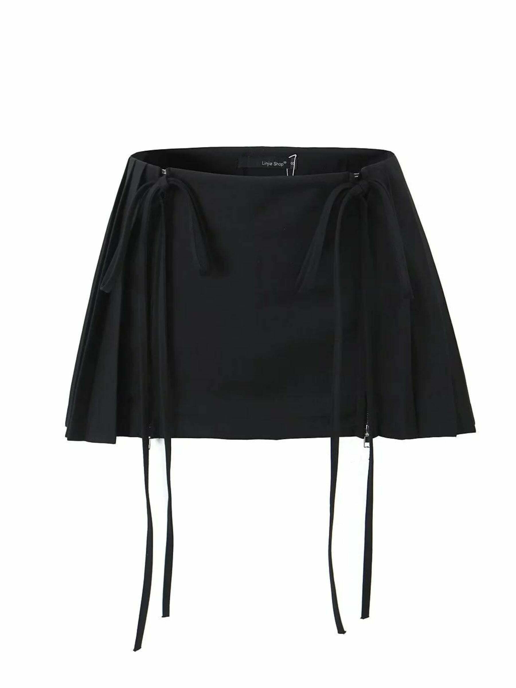 Angie Strappy Mini Skirt - Y2K Summer Grunge Outfit, 90s Fashion, Retro Goth, Y2K Party Look