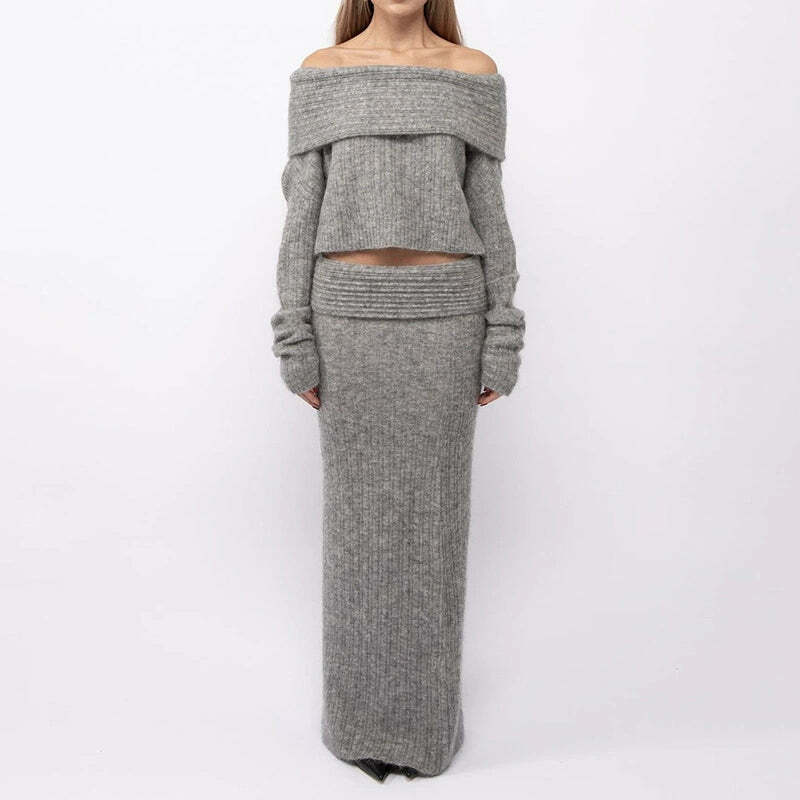Anorah Knitted Skirt Set - Y2K Summer, 90s Fashion, Grunge, Retro, Pastel Goth, Y2K