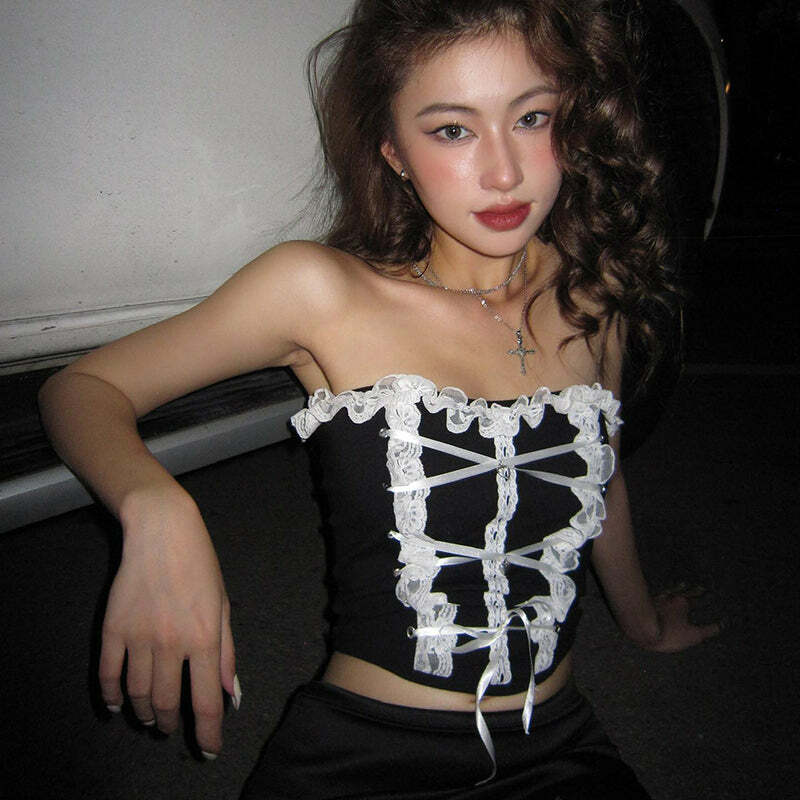 Areya Y2K Corset Crop Top - 90s Grunge, Retro Summer, Party & Club Outfits for Women