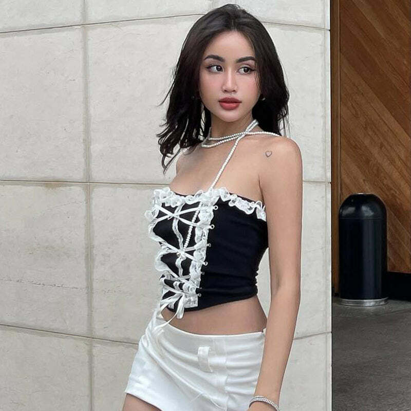 Areya Y2K Corset Crop Top - 90s Grunge, Retro Summer, Party & Club Outfits for Women