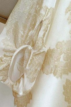 Art Apricot O-Neck Jacquard Patchwork Silk Blouse - Y2K Summer Grunge 90s Retro Fashion