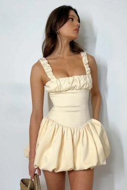 Ashleen Balloon Skirt Mini Dress - Y2K Summer, 90s Grunge, Retro, Pastel Goth, Y2K Party Outfit