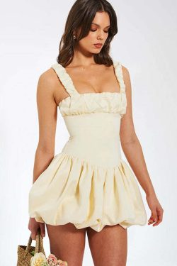 Ashleen Balloon Skirt Mini Dress - Y2K Summer, 90s Grunge, Retro, Pastel Goth, Y2K Party Outfit