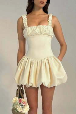Ashleen Balloon Skirt Mini Dress - Y2K Summer, 90s Grunge, Retro, Pastel Goth, Y2K Party Outfit