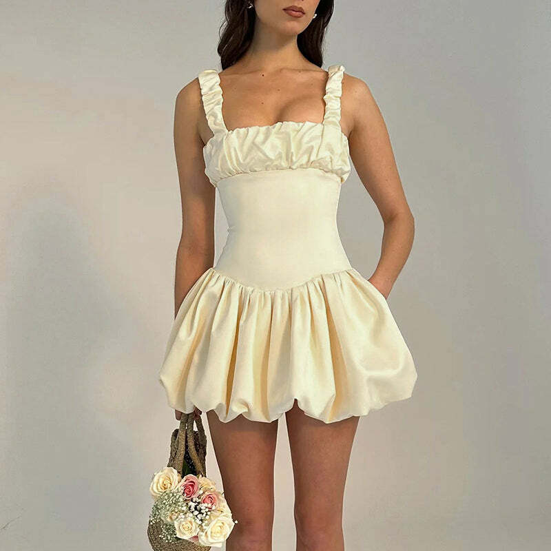 Ashleen Balloon Skirt Mini Dress - Y2K Summer, 90s Grunge, Retro, Pastel Goth, Y2K Party Outfit