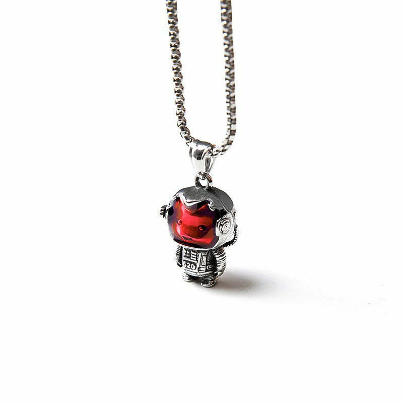 Astrobear Titanium Steel Pendant Necklace - Y2K Grunge, 90s Retro, Gothic, and Pastel Goth Style