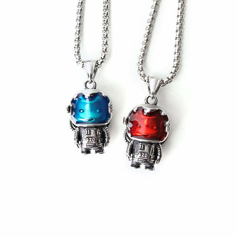 Astrobear Titanium Steel Pendant Necklace - Y2K Grunge, 90s Retro, Gothic, and Pastel Goth Style