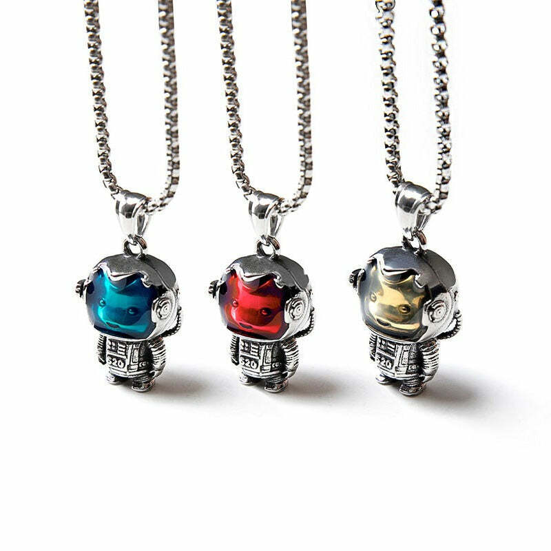 Astrobear Titanium Steel Pendant Necklace - Y2K Grunge, 90s Retro, Gothic, and Pastel Goth Style