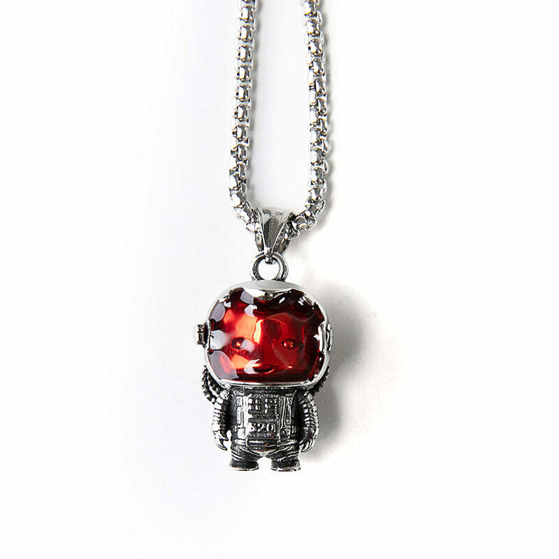 Astrobear Titanium Steel Pendant Necklace - Y2K Grunge, 90s Retro, Gothic, and Pastel Goth Style