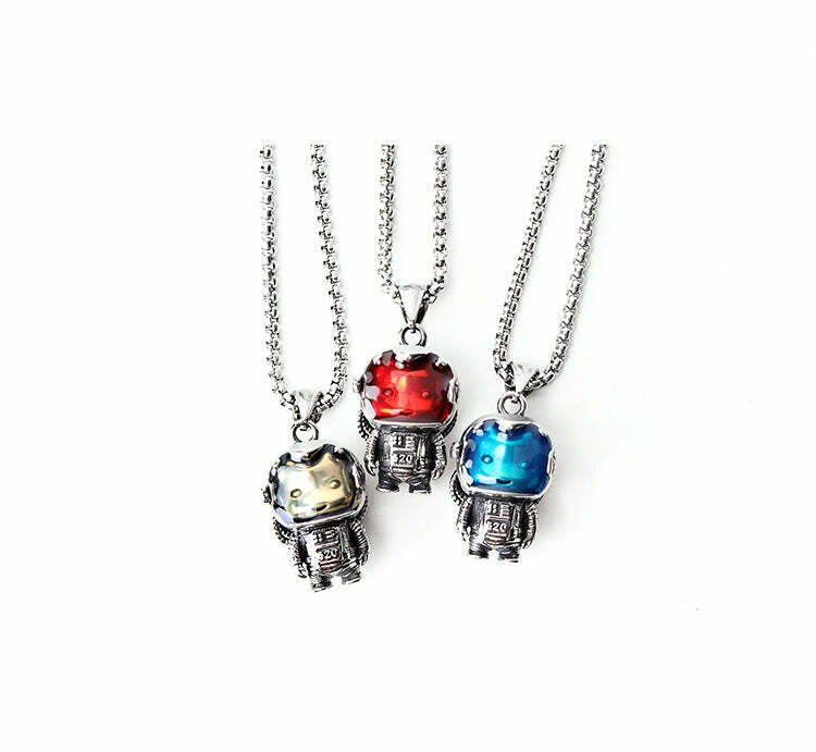 Astrobear Titanium Steel Pendant Necklace - Y2K Grunge, 90s Retro, Gothic, and Pastel Goth Style