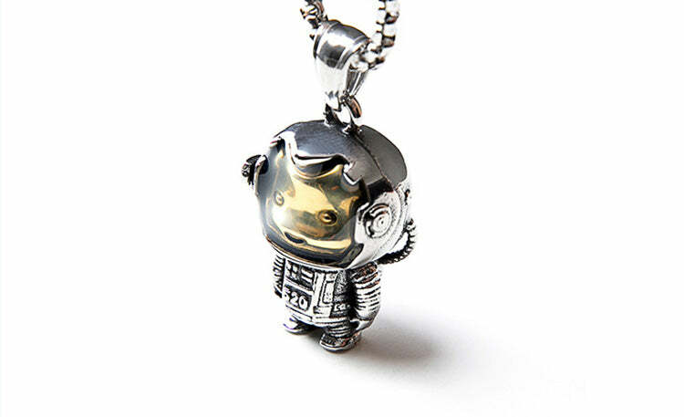 Astrobear Titanium Steel Pendant Necklace - Y2K Grunge, 90s Retro, Gothic, and Pastel Goth Style