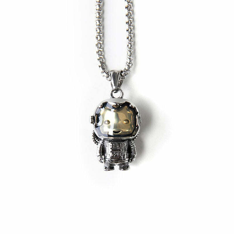 Astrobear Titanium Steel Pendant Necklace - Y2K Grunge, 90s Retro, Gothic, and Pastel Goth Style