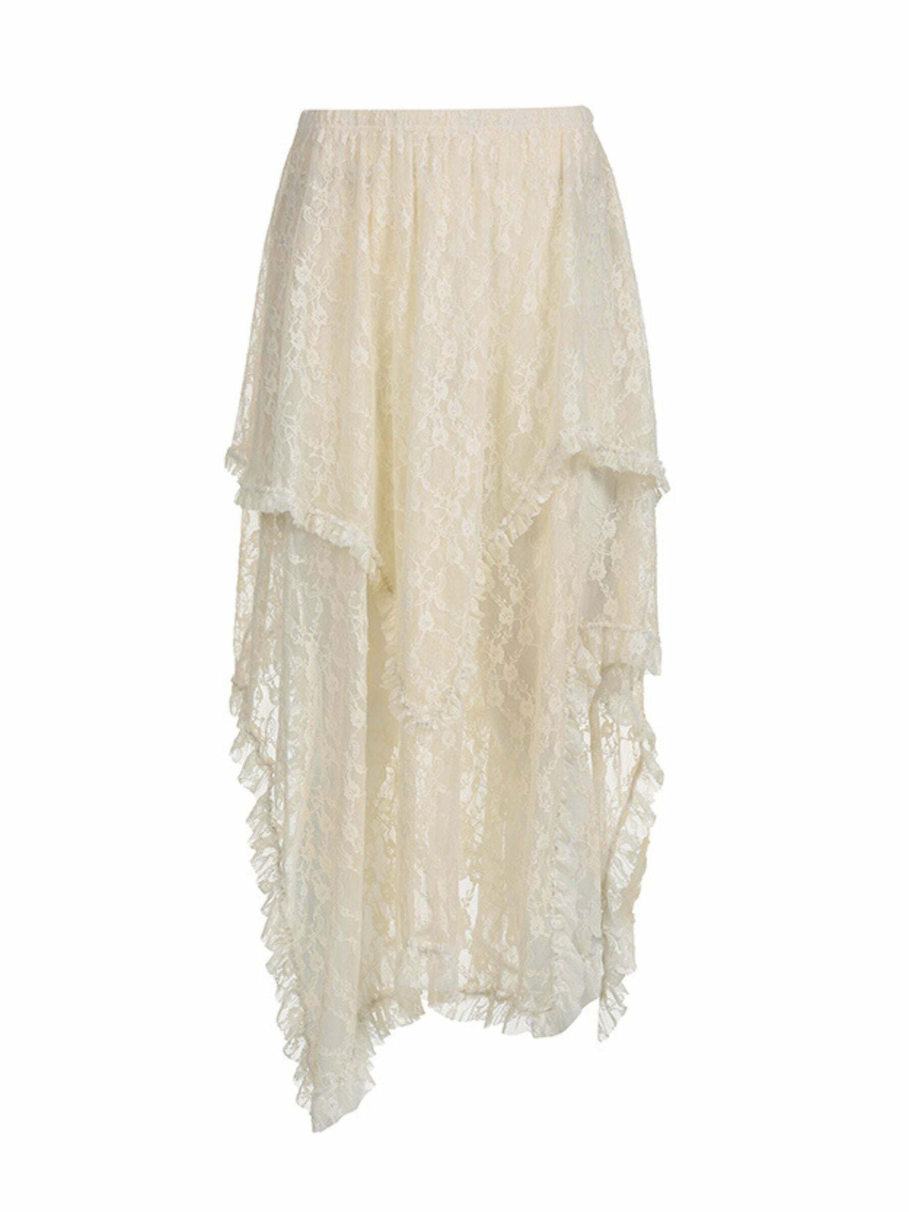 Avalyn Lace Midi Skirt - Y2K Summer, 90s Fashion, Grunge, Retro, Pastel Goth, Y2K Party