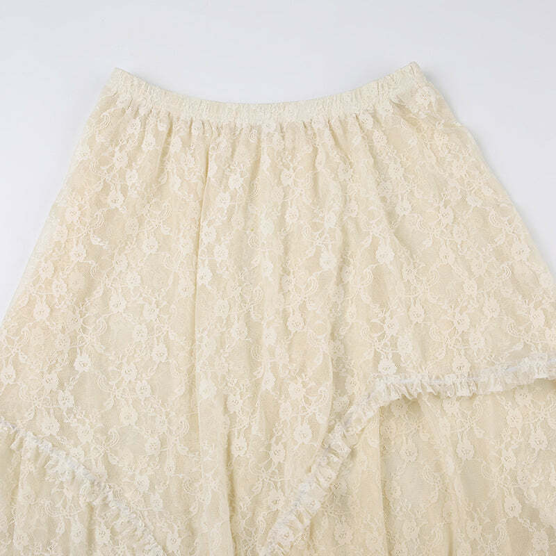 Avalyn Lace Midi Skirt - Y2K Summer, 90s Fashion, Grunge, Retro, Pastel Goth, Y2K Party