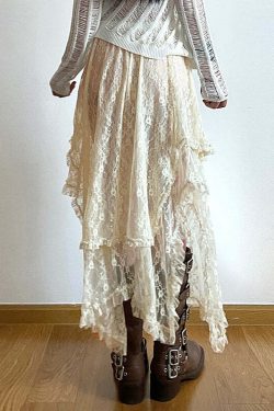 Avalyn Lace Midi Skirt - Y2K Summer, 90s Fashion, Grunge, Retro, Pastel Goth, Y2K Party