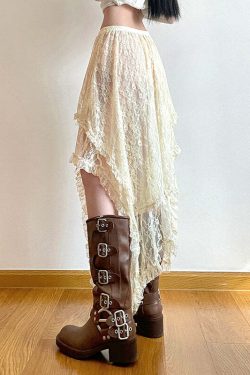 Avalyn Lace Midi Skirt - Y2K Summer, 90s Fashion, Grunge, Retro, Pastel Goth, Y2K Party