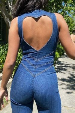 Avina Denim Jumpsuit - Y2K Summer Outfit, 90s Grunge Fashion, Retro Style, Y2K Club & Party Look