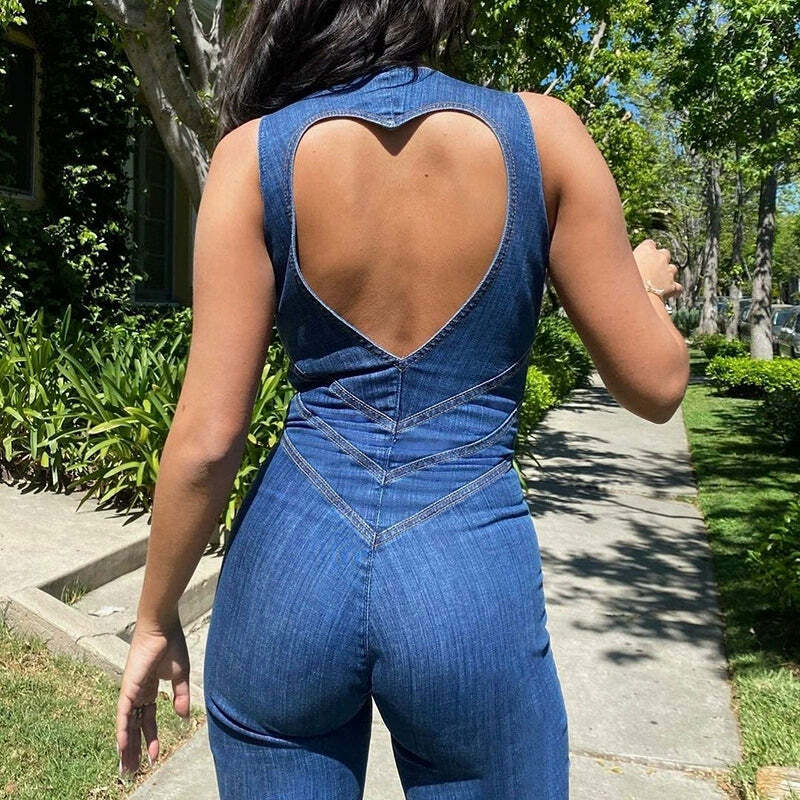 Avina Denim Jumpsuit - Y2K Summer Outfit, 90s Grunge Fashion, Retro Style, Y2K Club & Party Look