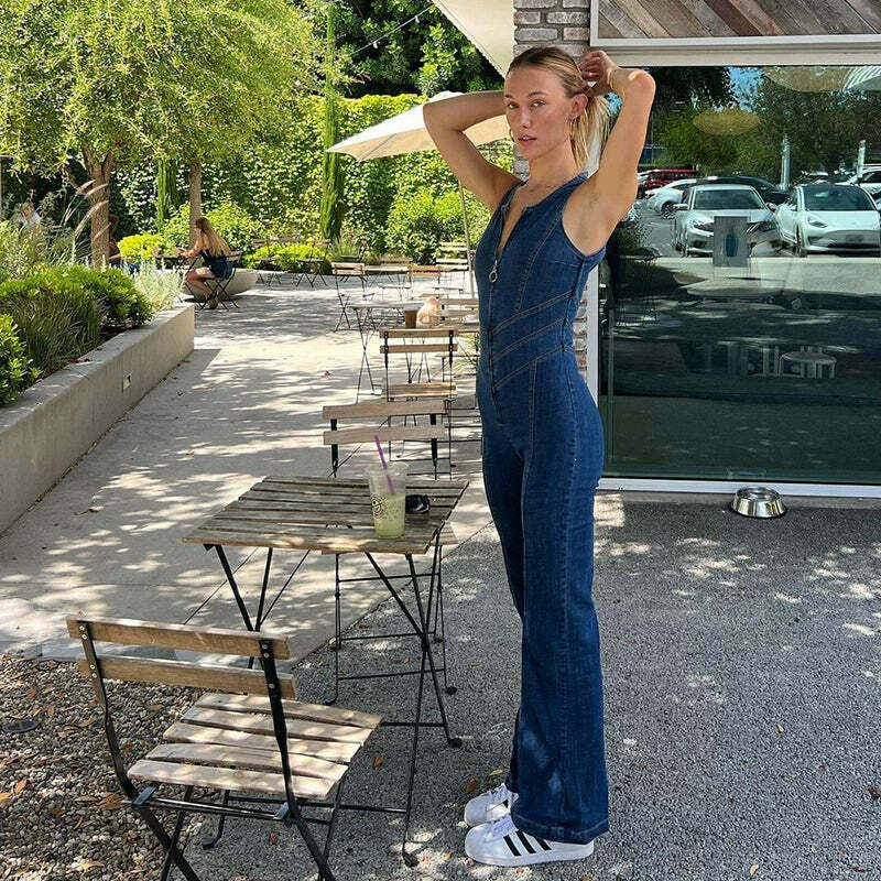 Avina Denim Jumpsuit - Y2K Summer Outfit, 90s Grunge Fashion, Retro Style, Y2K Club & Party Look
