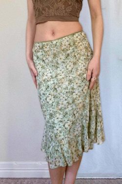 Ayesha Floral Midi Skirt - Y2K Summer Outfit, 90s Fashion, Grunge, Retro Style, Pastel Goth
