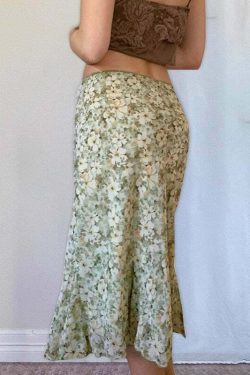 Ayesha Floral Midi Skirt - Y2K Summer Outfit, 90s Fashion, Grunge, Retro Style, Pastel Goth