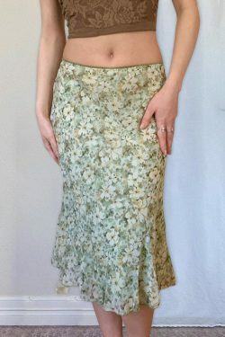 Ayesha Floral Midi Skirt - Y2K Summer Outfit, 90s Fashion, Grunge, Retro Style, Pastel Goth