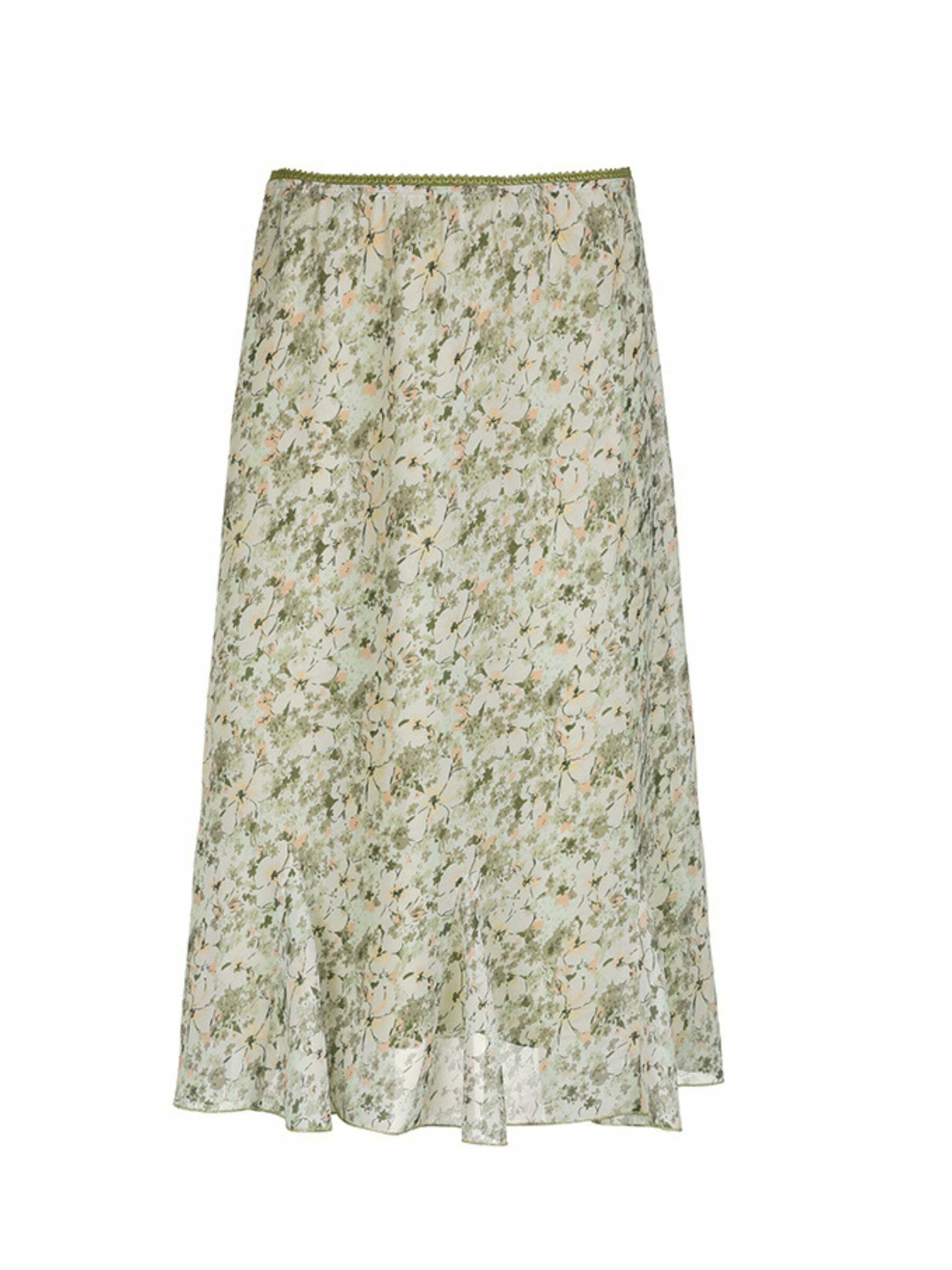 Ayesha Floral Midi Skirt - Y2K Summer Outfit, 90s Fashion, Grunge, Retro Style, Pastel Goth