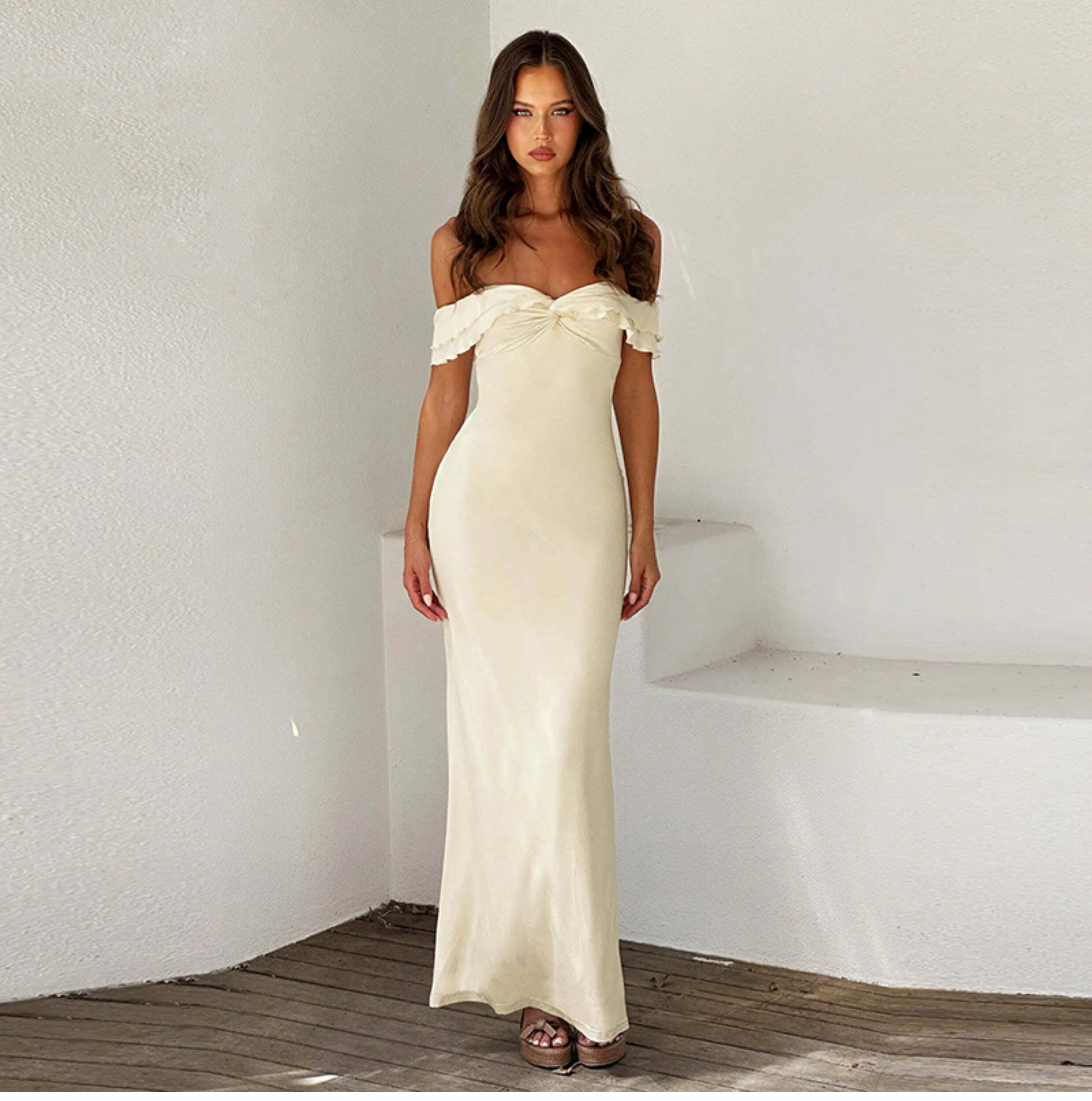 Ayleen Off Shoulder Maxi Dress - Y2K Summer, 90s Fashion, Grunge, Retro, Pastel Goth, Party Outfit
