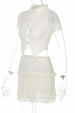 Azul Set: Y2K Summer & 90s Grunge Outfit - Retro Style, Baby Tees, Skirts, and Popstar V
