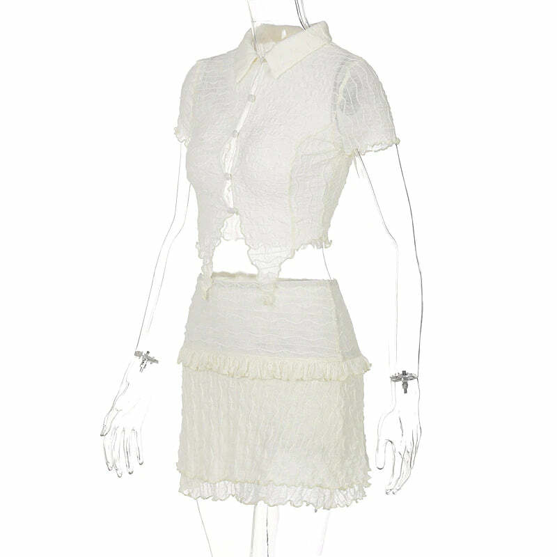 Azul Set: Y2K Summer & 90s Grunge Outfit - Retro Style, Baby Tees, Skirts, and Popstar V