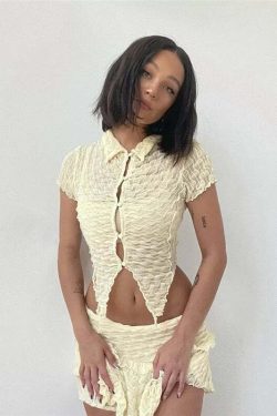 Azul Set: Y2K Summer & 90s Grunge Outfit - Retro Style, Baby Tees, Skirts, and Popstar V