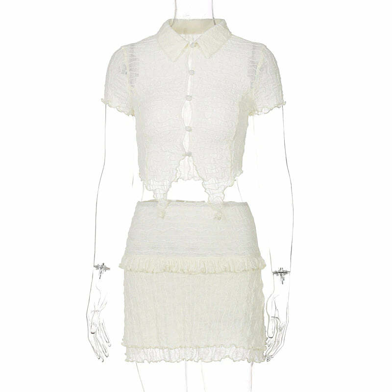Azul Set: Y2K Summer & 90s Grunge Outfit - Retro Style, Baby Tees, Skirts, and Popstar V