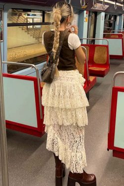 Azula Lace Ruffle Skirt - Y2K Summer, 90s Grunge, Retro Style, Pastel Goth, Y2K Party