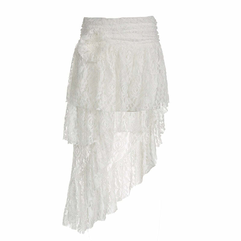 Azula Lace Ruffle Skirt - Y2K Summer, 90s Grunge, Retro Style, Pastel Goth, Y2K Party