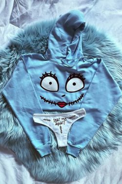Baby Blue Cropped Hoodie & Panty Set - Y2K Summer, 90s Grunge, Retro Style, Y2K Club Outfit