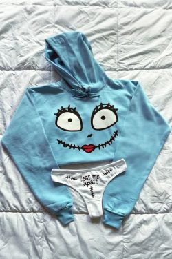 Baby Blue Cropped Hoodie & Panty Set - Y2K Summer, 90s Grunge, Retro Style, Y2K Club Outfit