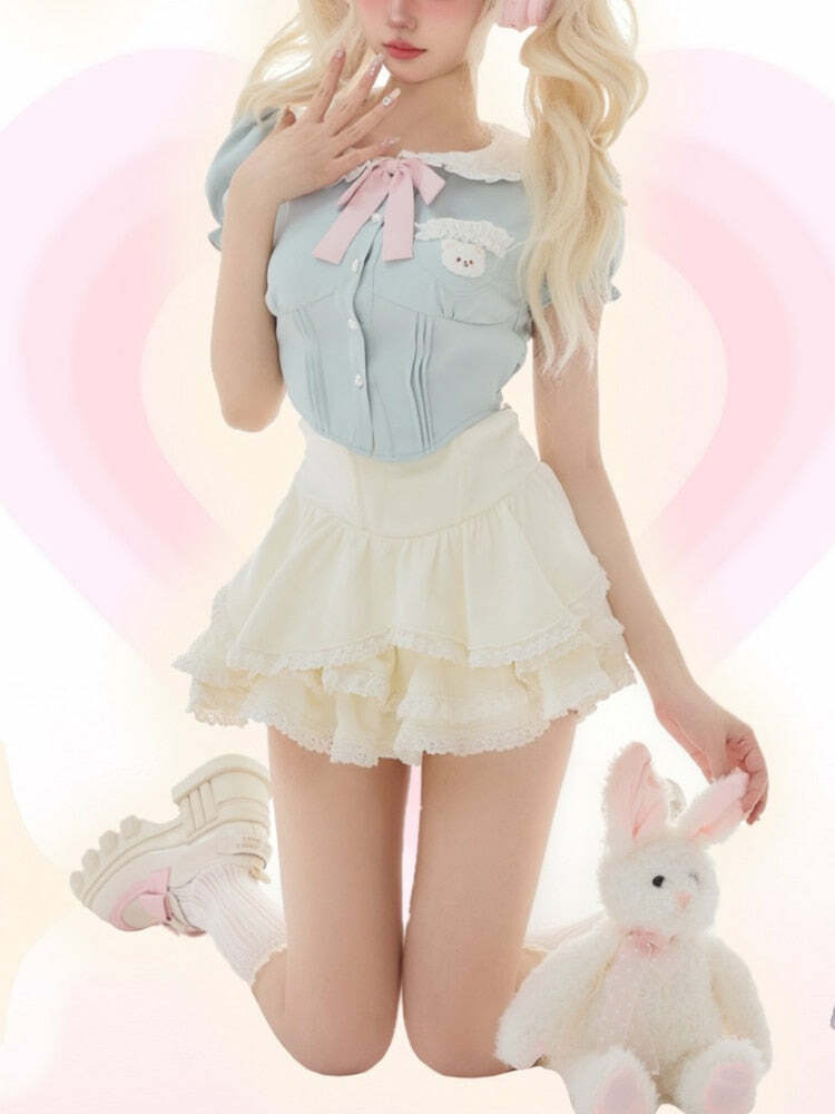 Baby Blue Dollette Bloomers Set - Y2K Summer, 90s Fashion, Grunge, Retro, Pastel Goth Outfits