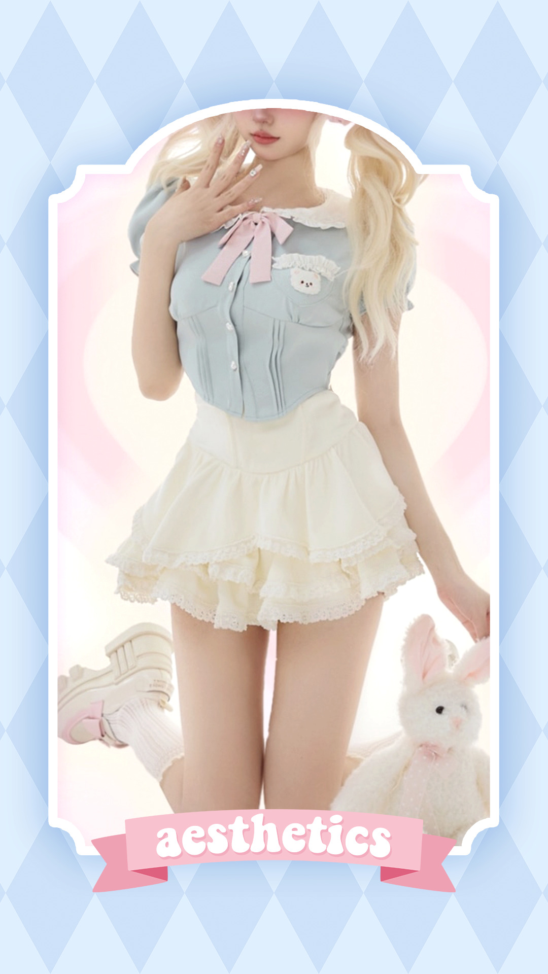 Baby Blue Dollette Bloomers Set - Y2K Summer, 90s Fashion, Grunge, Retro, Pastel Goth Outfits
