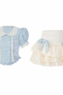 Baby Blue Dollette Y2K Skirt Set - 90s Grunge Summer Outfit, Retro Y2K Fashion