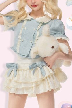 Baby Blue Dollette Y2K Skirt Set - 90s Grunge Summer Outfit, Retro Y2K Fashion