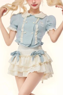 Baby Blue Dollette Y2K Skirt Set - 90s Grunge Summer Outfit, Retro Y2K Fashion