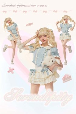 Baby Blue Dollette Y2K Skirt Set - 90s Grunge Summer Outfit, Retro Y2K Fashion