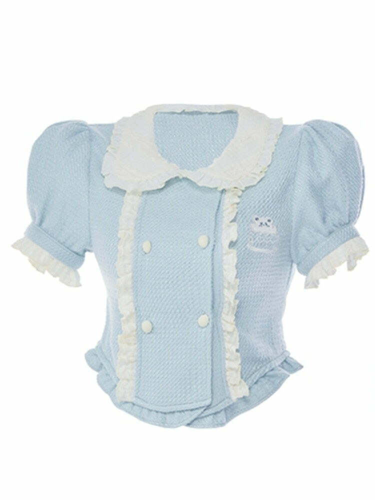 Baby Blue Dollette Y2K Skirt Set - 90s Grunge Summer Outfit, Retro Y2K Fashion