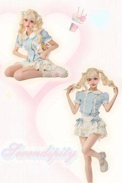 Baby Blue Dollette Y2K Skirt Set - 90s Grunge Summer Outfit, Retro Y2K Fashion